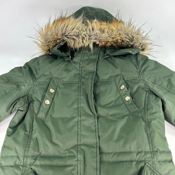 Sam Edelman Jinny Down Parka Jacket Size M Faux Fur Hooded Coat Olive Green - Picture 6 of 12